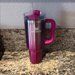 Stanley Vibrant Pink Tumbler with Handle and Straw